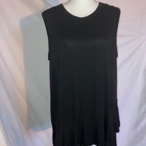 TIME AND TRU Black High Low Ruffle Hem Tank Top